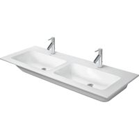 Duravit Me by starck dubbele wastafel 130x49cm 2 kraangaten met overloop wit 2336130000