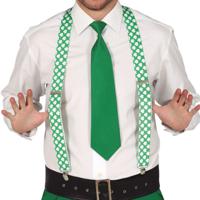 St. Patricks Day verkleed set - bretels en stropdas - groen - volwassenen - carnaval