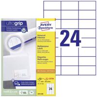 Avery-Zweckform 3474-200 Universele etiketten 70 x 37 mm Papier Wit 5280 stuk(s) Permanent hechtend Laser (kleur) - thumbnail