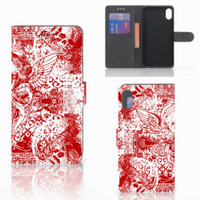 Telefoonhoesje met Naam Apple iPhone Xs Max Angel Skull Rood