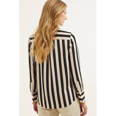 Scotch & Soda gestreepte blouse ecru/zwart/lichtbruin