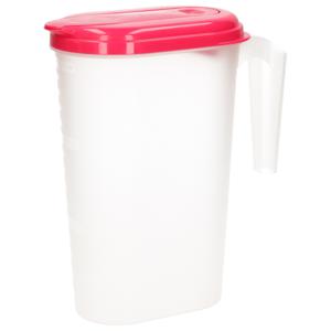 Waterkan/sapkan transparant/fuschia roze met deksel 1.6 liter kunststof