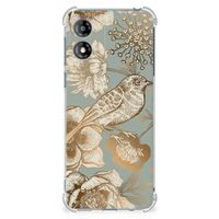 Case voor Motorola Moto E13 Vintage Bird Flowers