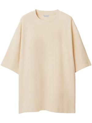 Burberry T-shirt met logoprint en badstof afwerking - Beige