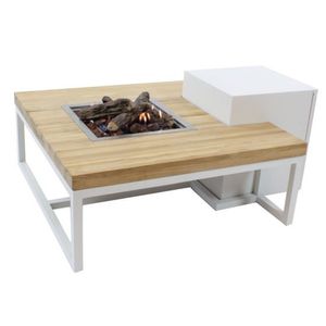 Enjoyfires: Vuurtafel Ambiance Vierkant - Wit-teak