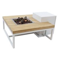 Enjoyfires: Vuurtafel Ambiance Vierkant - Wit-teak - thumbnail