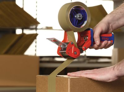 tesa Plakbanddispenser ACK® COMFORT 6400 Rood, Blauw Rolbreedte (max.): 50 mm Verstelbaar, Met reminrichting