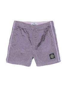 Stone Island Junior short de bain à patch logo - Violet