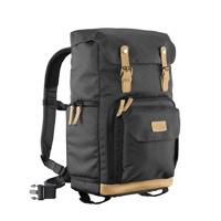 Mantona Luis Retro fotorugzak (met echt lederen applicaties, incl. regenhoes, flexibele indeling en laptopvak, geschikt voor 1x DSLR-camera, 3x lenzen en diverse fotoaccessoires) zwart