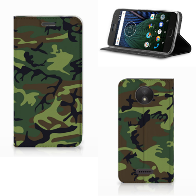 Motorola Moto C Plus Hoesje met Magneet Army Dark