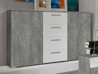 Commode VERO 2 deuren en 4 lades wit/beton
