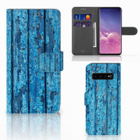 Samsung Galaxy S10 Book Style Case Wood Blue