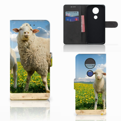 Motorola Moto E5 Plus Telefoonhoesje met Pasjes Schaap en Lammetje