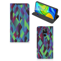 Xiaomi Redmi Note 9 Stand Case Abstract Green Blue