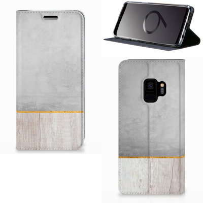 Samsung Galaxy S9 Book Wallet Case Wood Concrete Samsung Galaxy S9 Book Wallet Case Wood Concrete