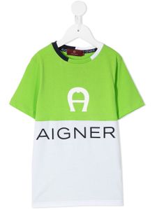 Aigner Kids t-shirt bicolore - Vert