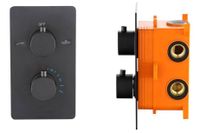 Lacora Inbouwthermostaat & Inbouwbox 2-Weg 1/2 Nero Ronde Knoppen