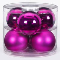 6x Fuchsia Glazen Kerstballen 10 Cm Glans En Mat - Kerstbal
