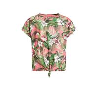 WE Fashion T-shirt met bladprint roze