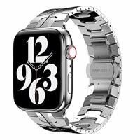 By Qubix - Stalen schakelband - Zilver - Compatible met Apple watch 44mm / 45mm / 46mm / 49mm - Compatible Apple watch bandjes