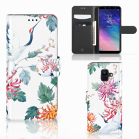 Samsung Galaxy A6 2018 Telefoonhoesje met Pasjes Bird Flowers
