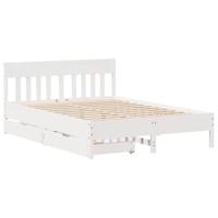 vidaXL Bedframe met hoofdbord massief grenenhout wit 120x190 cm, bed, bed ombouw, twijfelaar bed, bedbodem, slaapkamermeubel, 2 persoonsbed