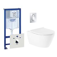 QeramiQ Salina toiletset met inbouwreservoir inclusief wandcloset en chrome bedieningsplaat 0729205/0729240/sw96855/sw96857/ - thumbnail