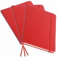 Pakket van 3x stuks schoolschriften/notitieboeken A5 harde kaft gelinieerd rood   - - thumbnail