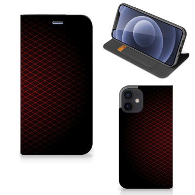 iPhone 12 Mini Hoesje met Magneet Geruit Rood iPhone 12 Mini Hoesje met Magneet Geruit Rood