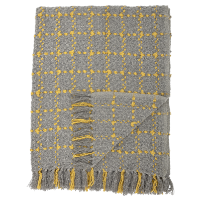 Bloomingville 82041001 plaid 130 x 170 cm Acryl Grijs, Geel