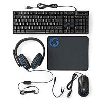 Nedis Gaming Combo Kit | 5-in-1 | Toetsenbord, Headset, Muis en Muismat | Zwart | QWERTY | US Layout