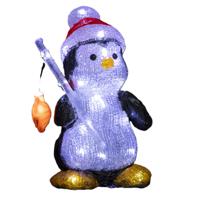 Kerstverlichting figuur - pinguin - H25 cm - 30 led lampjes - op batterij - voor buiten