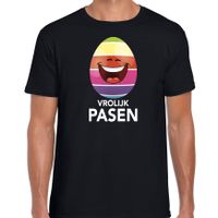 Pasen shirt zwart met lachend / vrolijk paasei voor heren - thumbnail