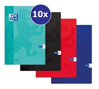Oxford 400075584 schoolschrift A4 geruit 10 stuks 4 kleuren 10 mm 72 pagina's 90 g flexibele kartonnen deksel