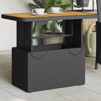 Tuintafel 90x55x71 cm poly rattan en massief acaciahout zwart