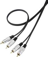 SpeaKa Professional SP-7870144 Cinch Audio Aansluitkabel [2x Cinch-stekker - 2x Cinch-stekker] 1.00 m Zwart SuperSoft-mantel, Vergulde steekcontacten