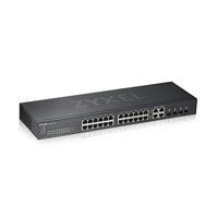 Zyxel 24-poorts Gigabit Ethernet Smart Managed Switch - Zonder ventilator met 4 Gigabit combo-poorten en Hybride Cloudmodus, Levenslange garantie [GS1920-24v2]