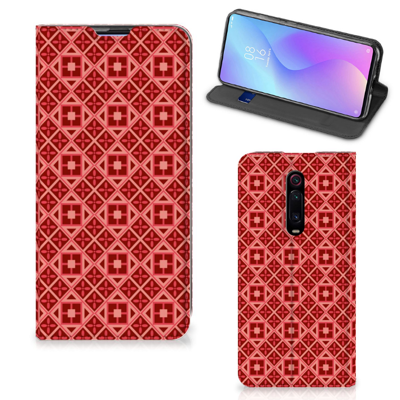 Xiaomi Mi 9T Pro Hoesje met Magneet Batik Rood Xiaomi Mi 9T Pro Hoesje met Magneet Batik Rood