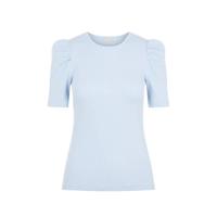 PIECES ribgebreide top PCANNA met plooien lichtblauw