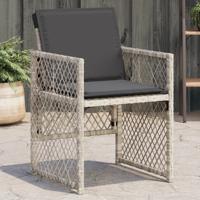 Tuinstoelen 4 st met kussens poly rattan lichtgrijs - thumbnail