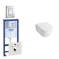 Villeroy & Boch Subway Compact Toiletset - inbouwreservoir - diepspoel wandcloset - bedieningsplaat verticaal/horizontaal - RVS 0729205/0720026/1024232/1025456/ - thumbnail