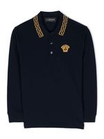 Versace Kids polo Greca à broderies - Bleu - thumbnail