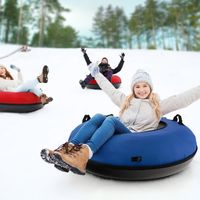 100 cm Opblaasbare Sneeuwslee/Hoogwaardige Rubberen Binnenband/Stijve Bodem/Trekband/Opblaaspomp/voor Kinderen Volwassenen Blauw - thumbnail