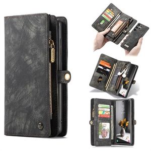 Caseme 2-in-1 Multifunctioneel Samsung Galaxy S22 Ultra 5G Portemonnee Hoesje - Zwart