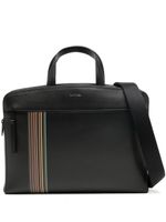 Paul Smith sac d'ordinateur en cuir à logo imprimé - Noir