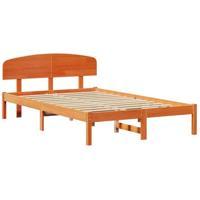 vidaXL Bedframe met Hoofdbord Gewaxte Bruin 140x190 cm Massief Hout