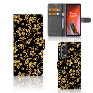 OnePlus Nord 2 5G Hoesje Gouden Bloemen