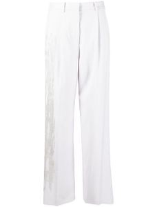 Patrizia Pepe pantalon droit à perles métalliques - Gris