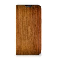 iPhone 14 Pro Max Book Wallet Case Donker Hout - thumbnail