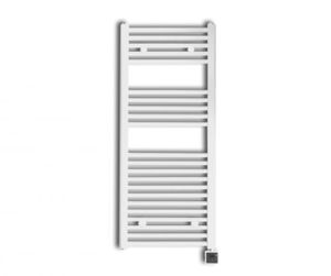 Sanicare elektrische design radiator 60x112cm wit met Bluetooth en thermostaat rechts zwart